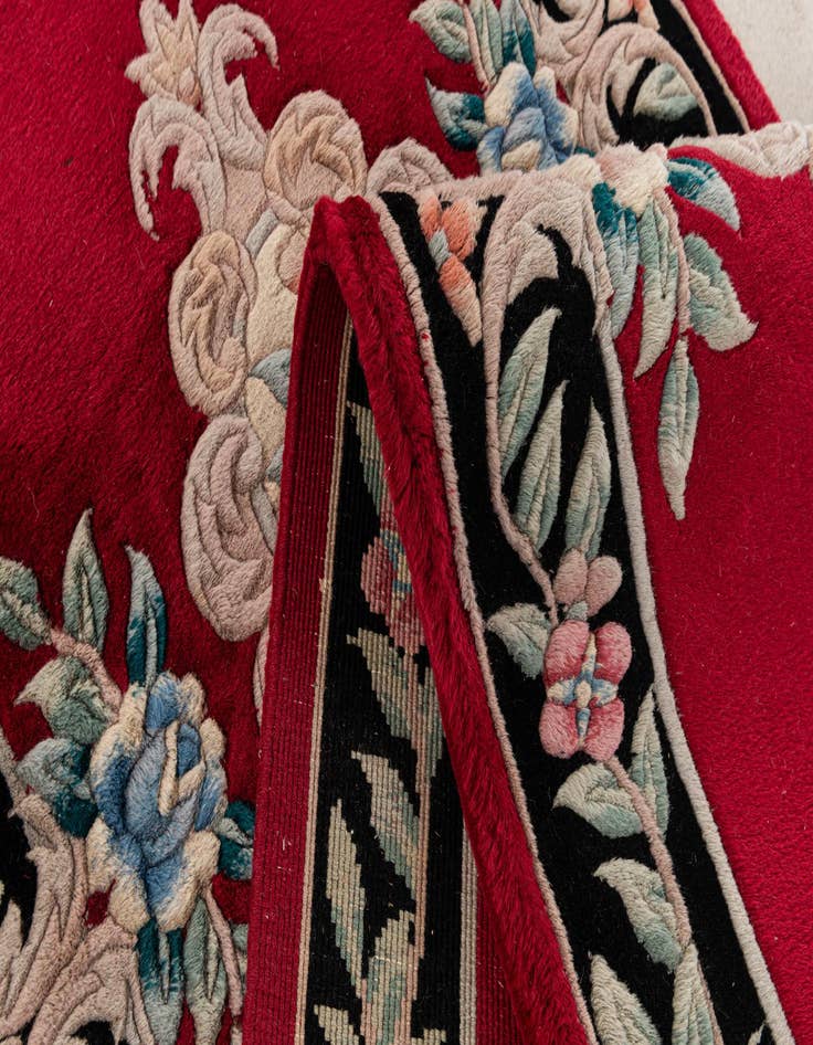 Detail image of 2' 7 x 12' 2  Hand Knotted Carved Pekin Wool Runner Rug