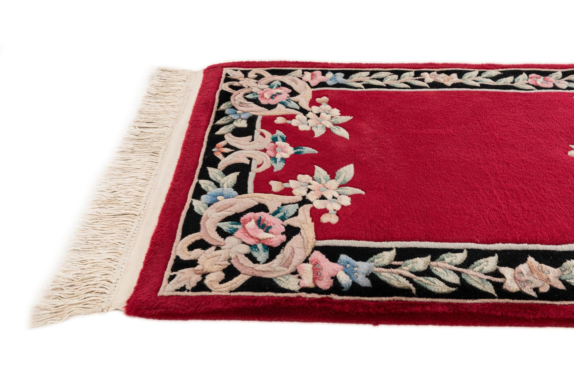 2' 7 x 12' 2 Hand Knotted Carved Pekin Wool Runner Rug
