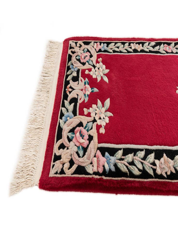 Detail image of 2' 7 x 12' 2  Hand Knotted Carved Pekin Wool Runner Rug