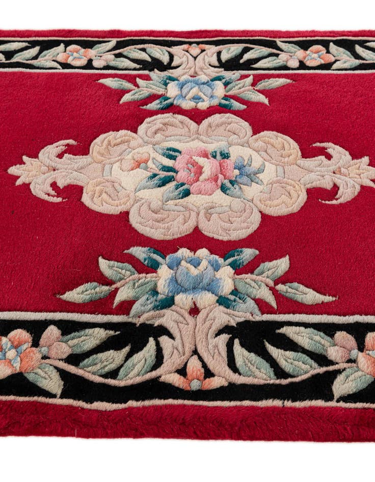 Detail image of 2' 7 x 12' 2 Hand Knotted Carved Pekin Wool Runner Rug