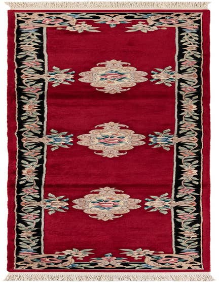 Detail image of 2' 7 x 12' 2 Hand Knotted Carved Pekin Wool Runner Rug