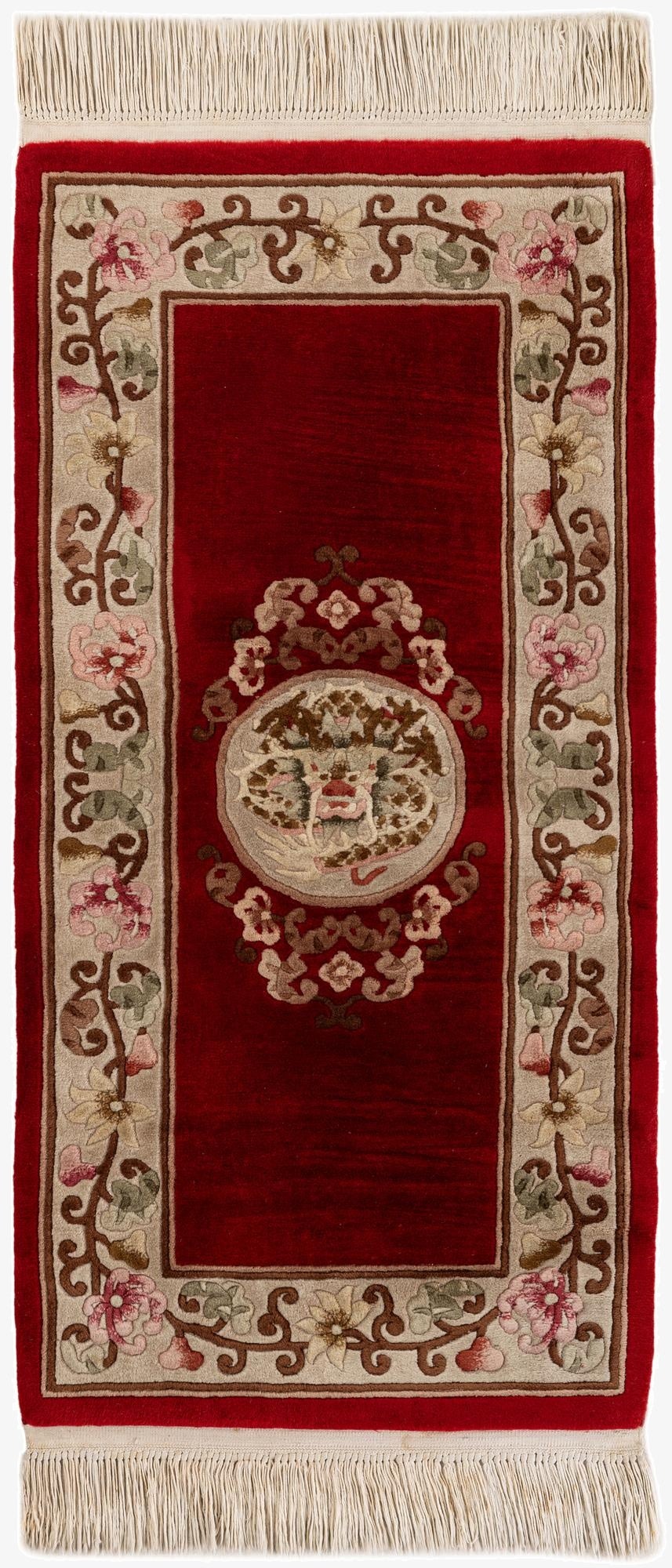 2' 3 x 4' 9  Hand Knotted Carved Pekin Wool Runner Rug