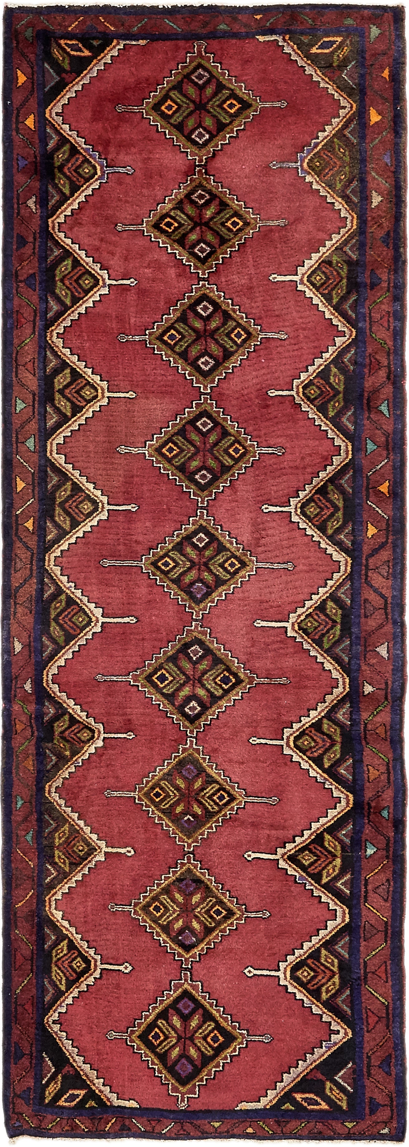 3' 4 x 9' 10  Hand Knotted Chenar Persian Wool Runner Rug