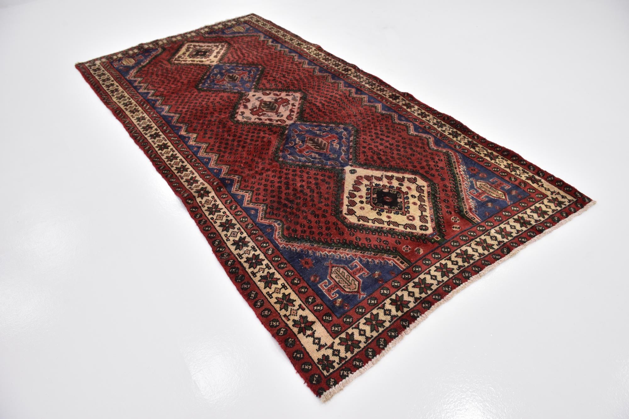 4' 9 x 9' 7 Hand Knotted Chenar Persian Wool Runner Rug
