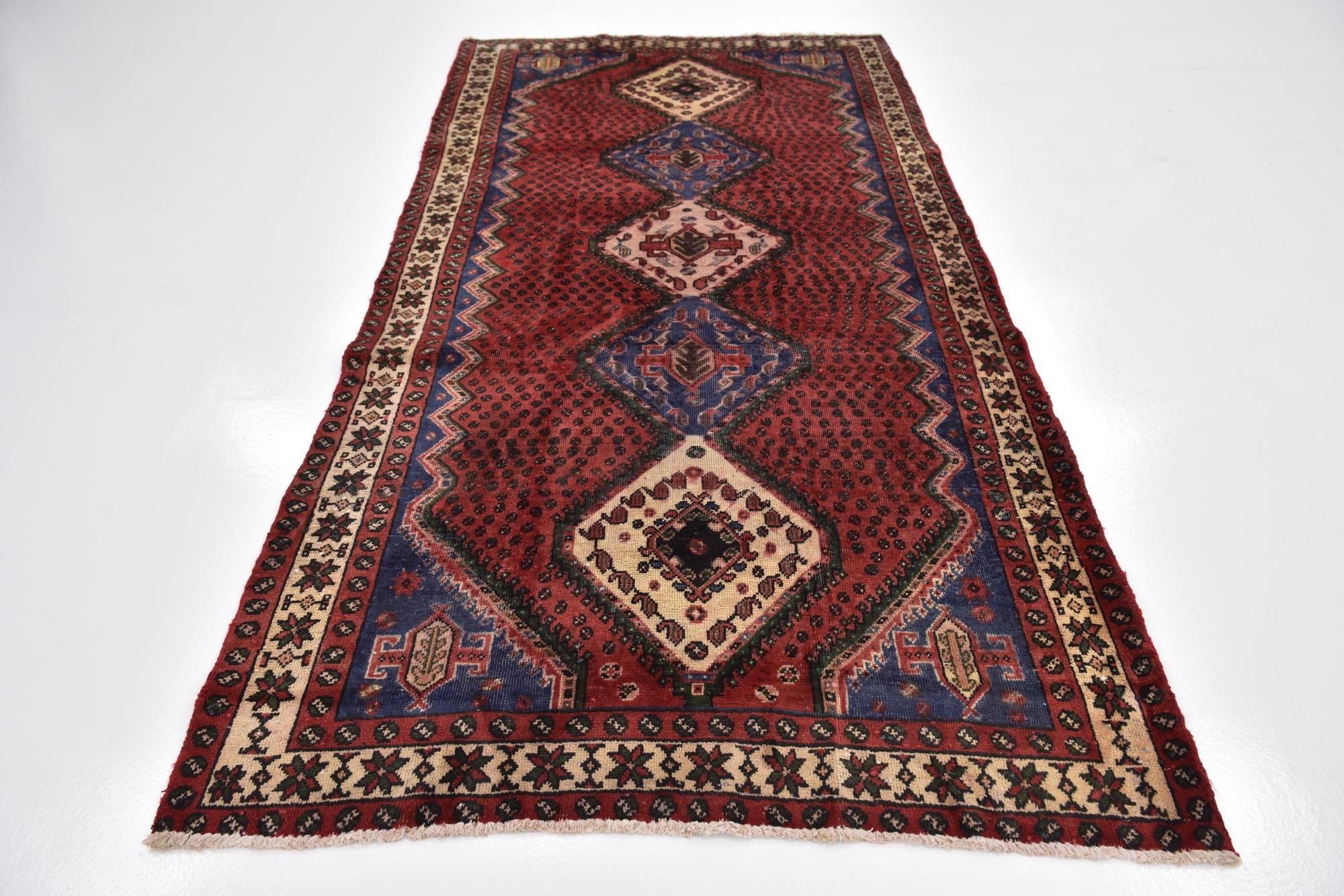 4' 9 x 9' 7 Hand Knotted Chenar Persian Wool Runner Rug