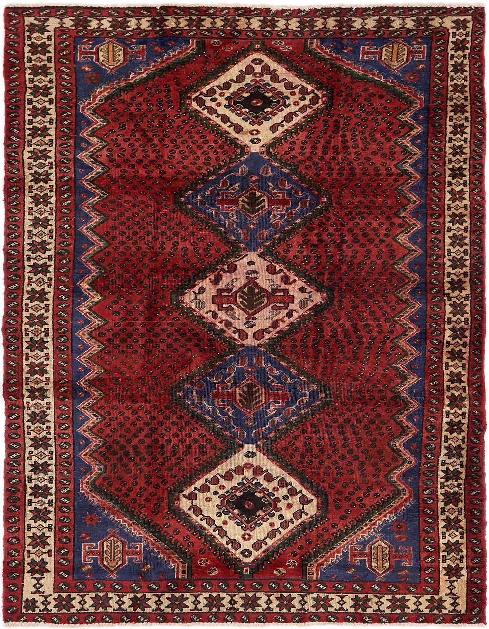 4' 9 x 9' 7 Hand Knotted Chenar Persian Wool Runner Rug