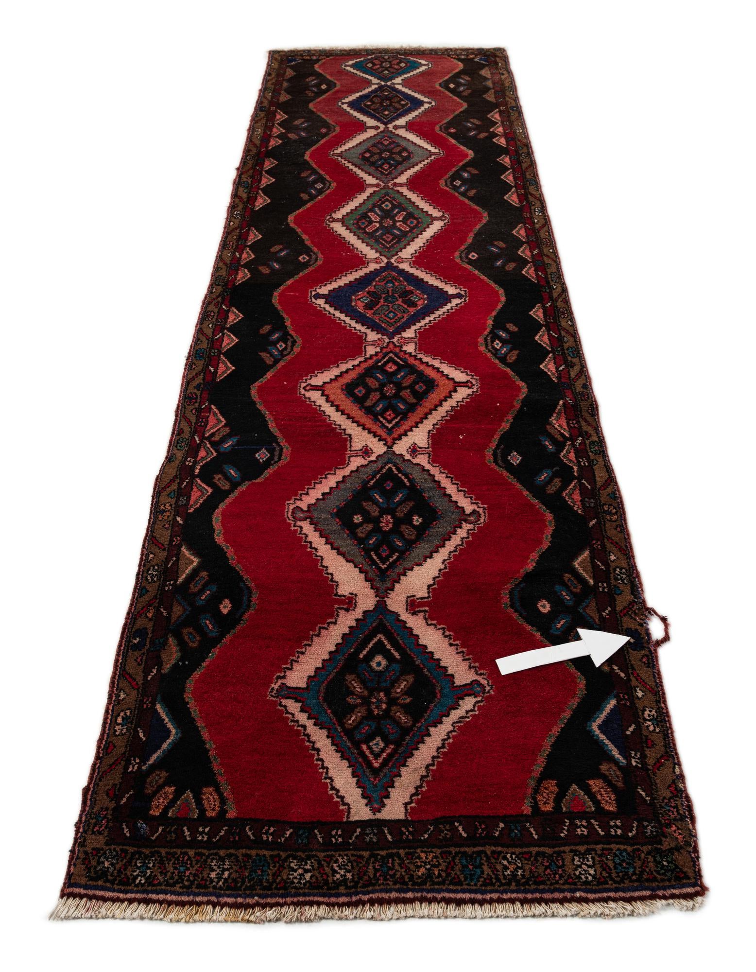 3' 2 x 10' 5 Hand Knotted Chenar Persian Wool Runner Rug