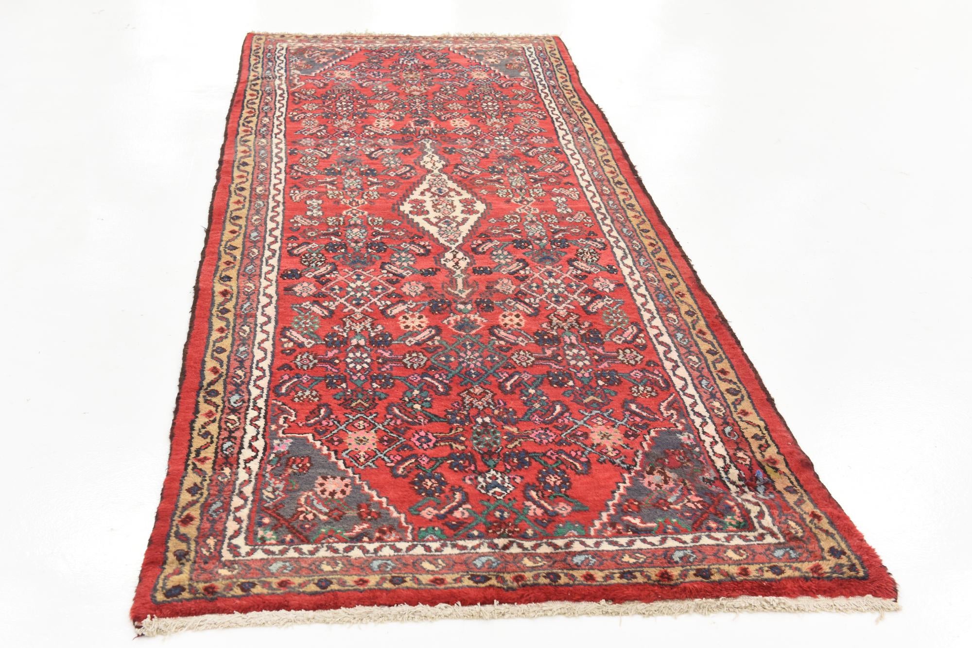 3' 6 x 10' 3 Hand Knotted Darjazin Persian Wool Runner Rug