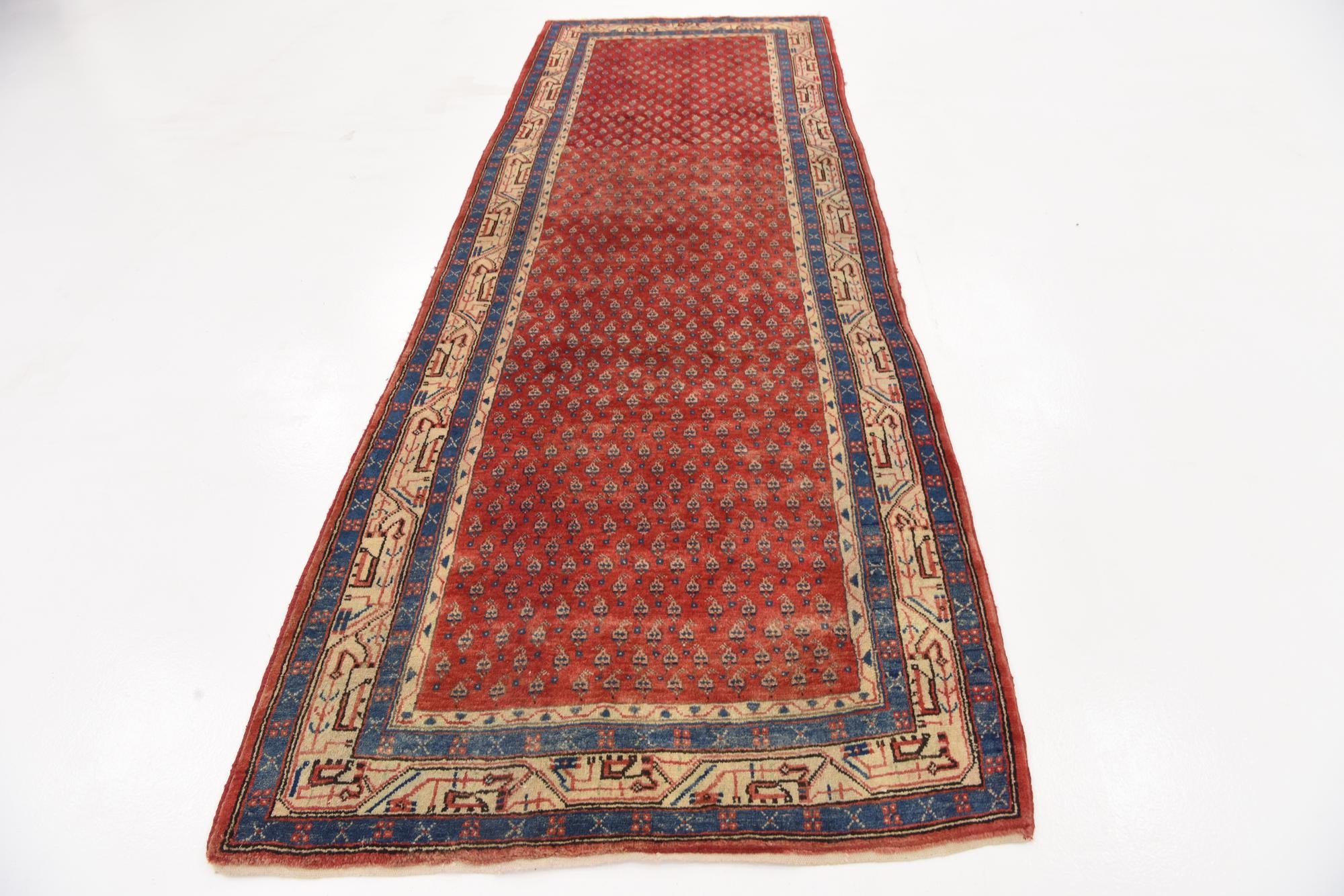 3' 7 x 10' 3 Hand Knotted Farahan Persian Wool Runner Rug