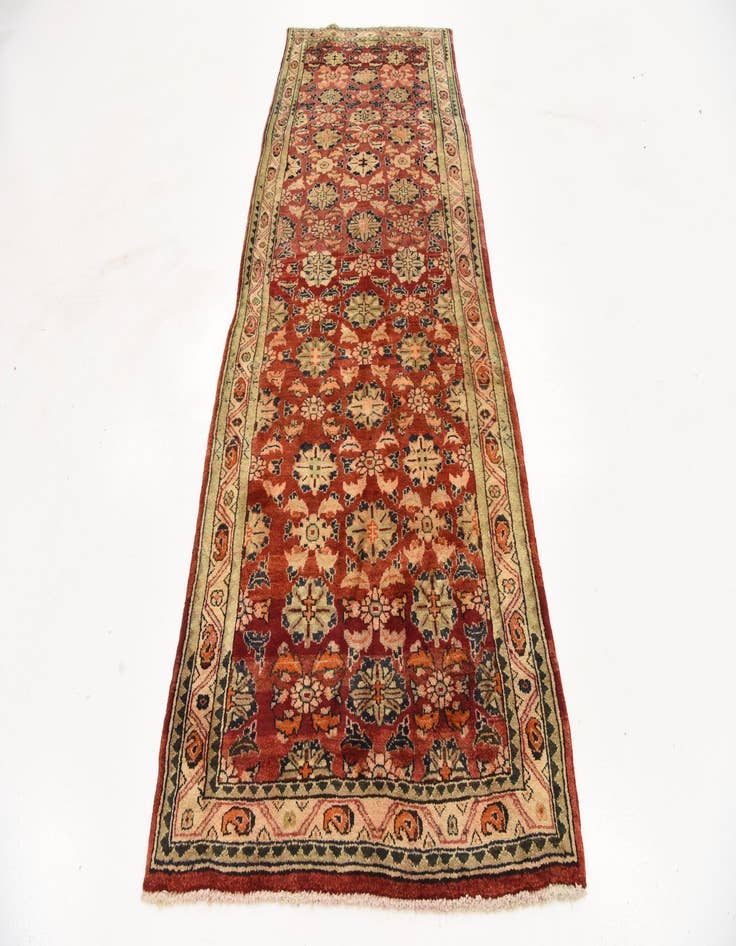 Detail image of 3' 7 x 9' 6 Hand Knotted Farahan Persian Wool Runner Rug