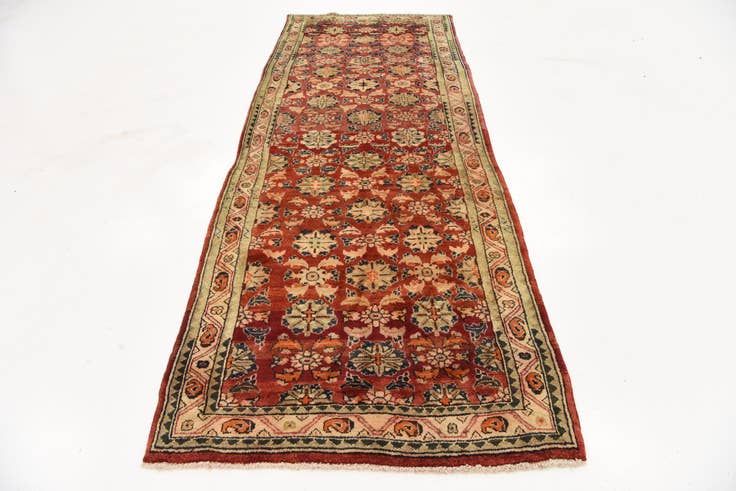 Detail image of 3' 7 x 9' 6 Hand Knotted Farahan Persian Wool Runner Rug