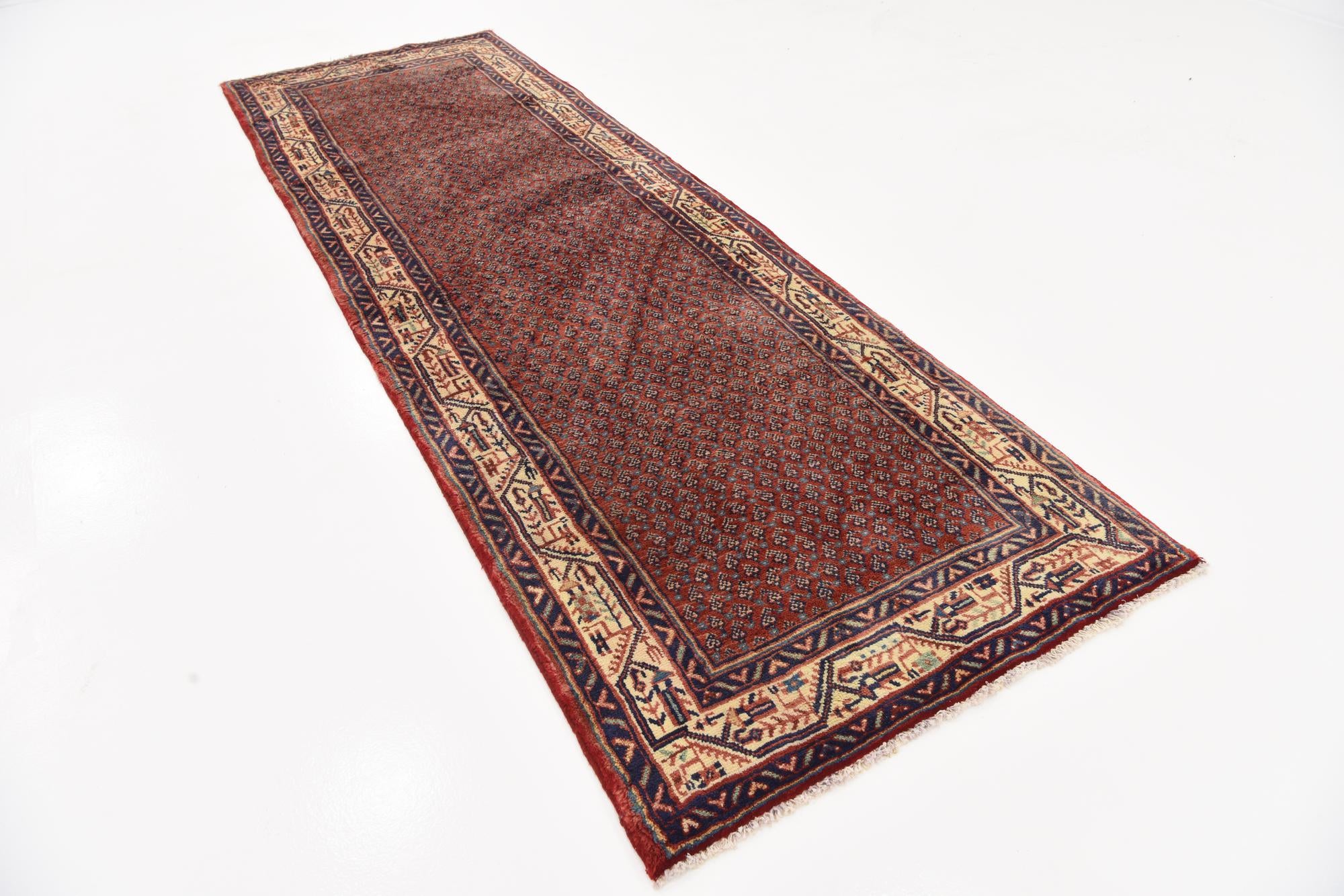 3' 5 x 10' 5 Hand Knotted Farahan Persian Wool Runner Rug