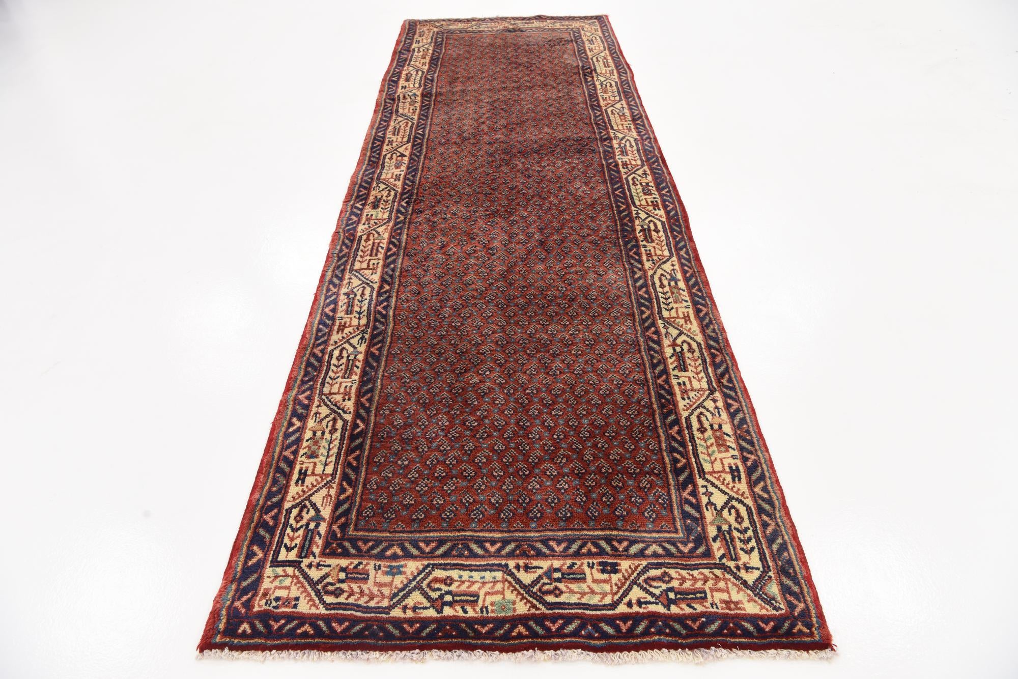 3' 5 x 10' 5 Hand Knotted Farahan Persian Wool Runner Rug