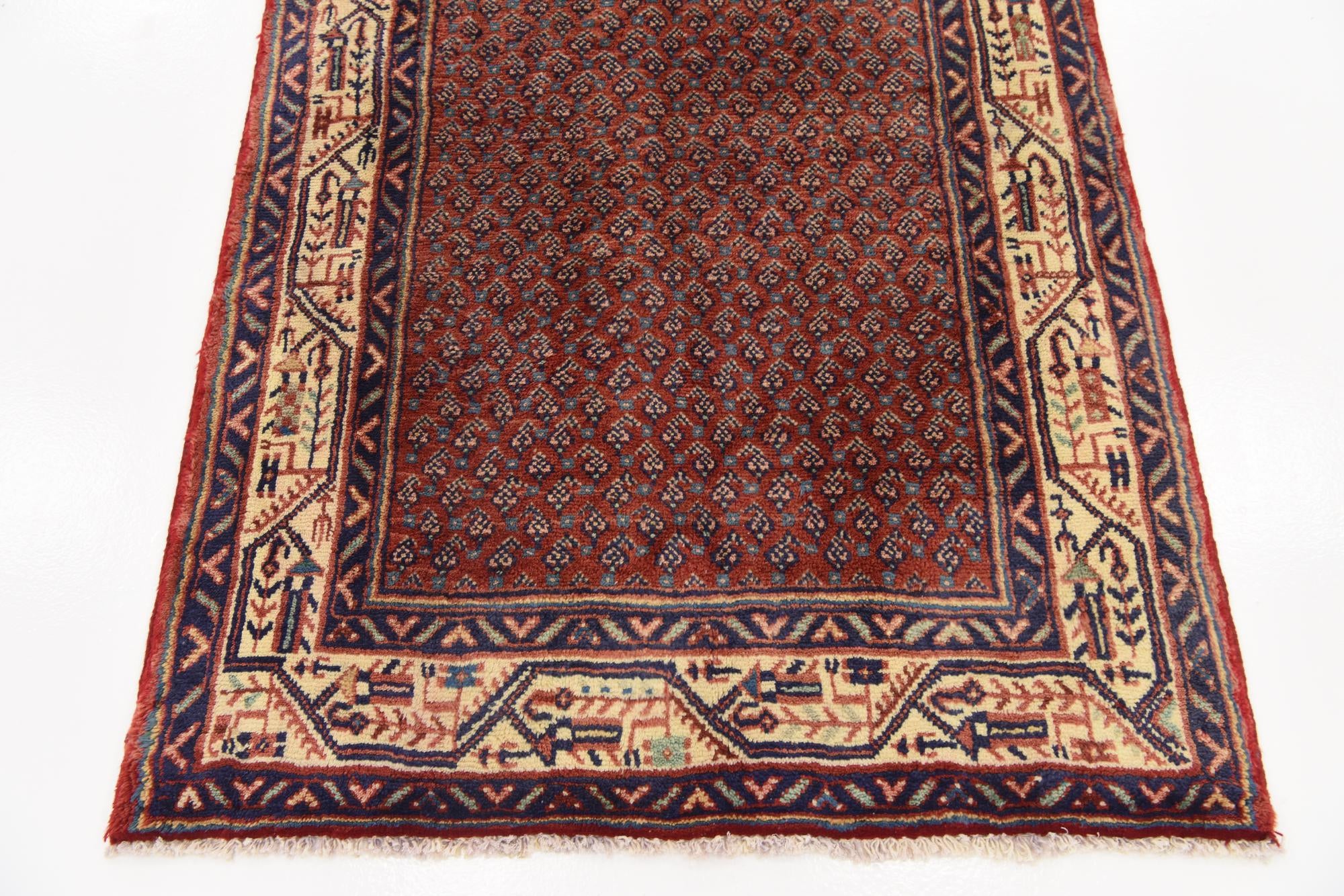 3' 5 x 10' 5 Hand Knotted Farahan Persian Wool Runner Rug