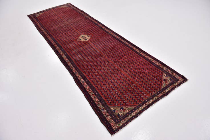Detail image of 3' 7 x 10' 7 Hand Knotted Farahan Persian Wool Runner Rug