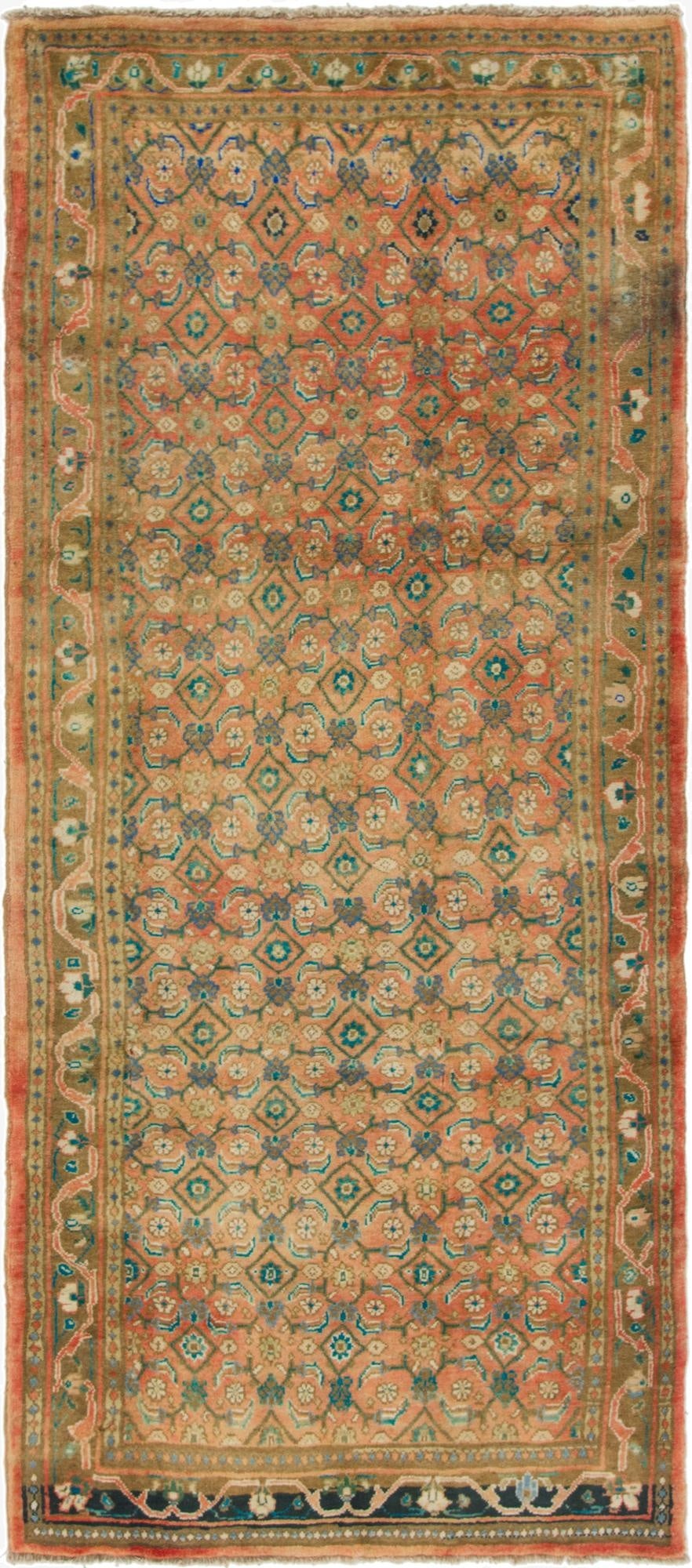 3' 10 x 9' 8  Hand Knotted Farahan Persian Wool Runner Rug