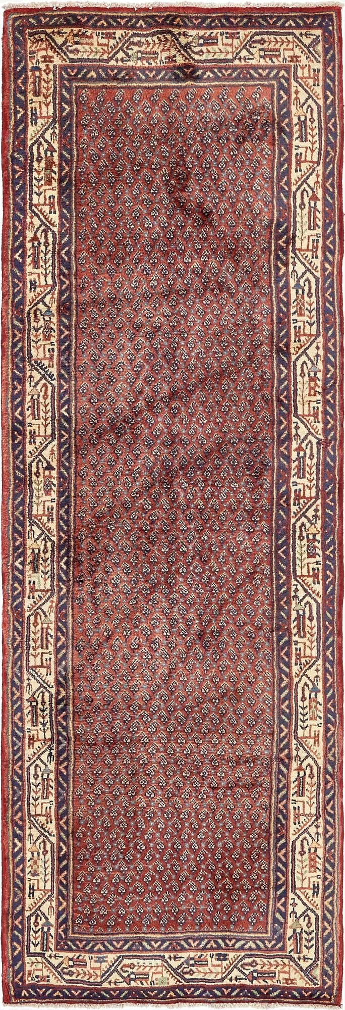 3' 5 x 10' 5  Hand Knotted Farahan Persian Wool Runner Rug