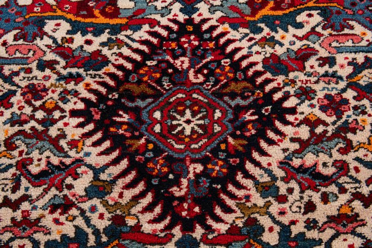 Detail image of 4' 9 x 12' 10 Hand Knotted Gharajeh Persian Wool Runner Rug