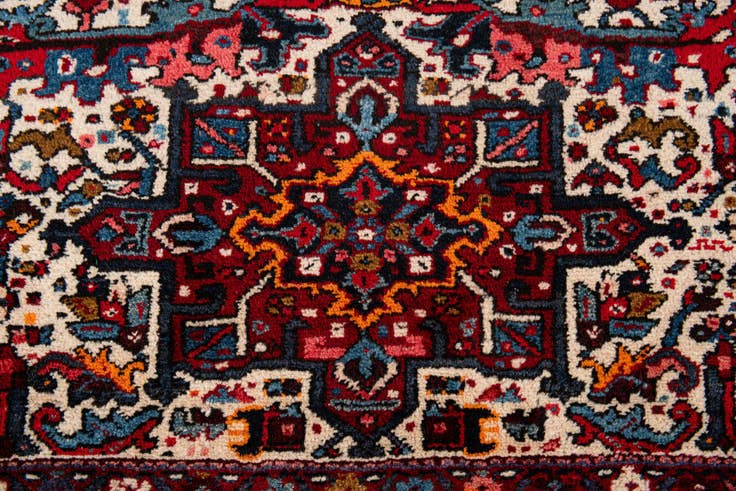 Detail image of 4' 9 x 12' 10 Hand Knotted Gharajeh Persian Wool Runner Rug