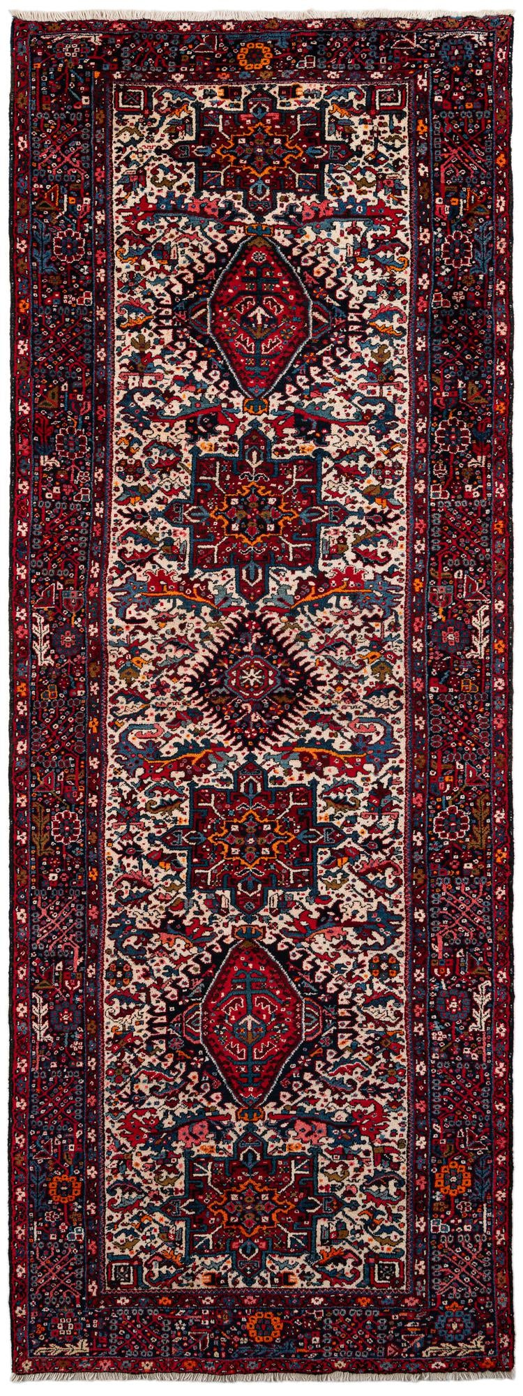 4' 9 x 12' 10 Hand Knotted Gharajeh Persian Wool Runner Rug