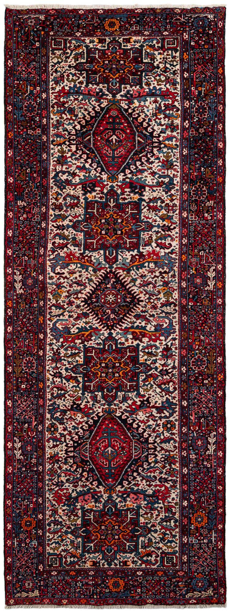 4' 9 x 12' 10 Hand Knotted Gharajeh Persian Wool Runner Rug