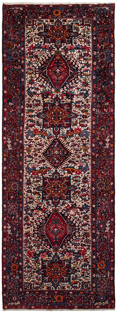 4' 9 x 12' 10 Hand Knotted Gharajeh Persian Wool Runner Rug