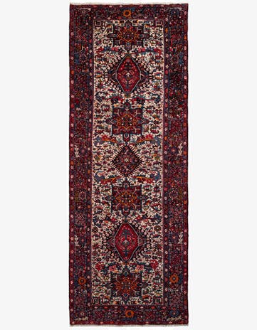 4' 9 x 12' 10 Hand Knotted Gharajeh Persian Wool Runner Rug