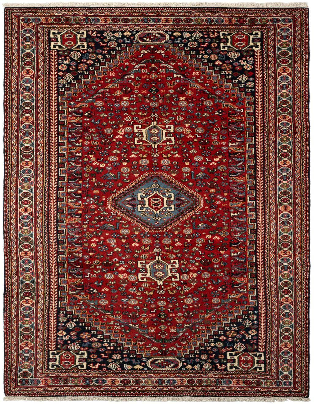 5' 8 x 11' Hand Knotted Ghashghaei Wool Runner Rug