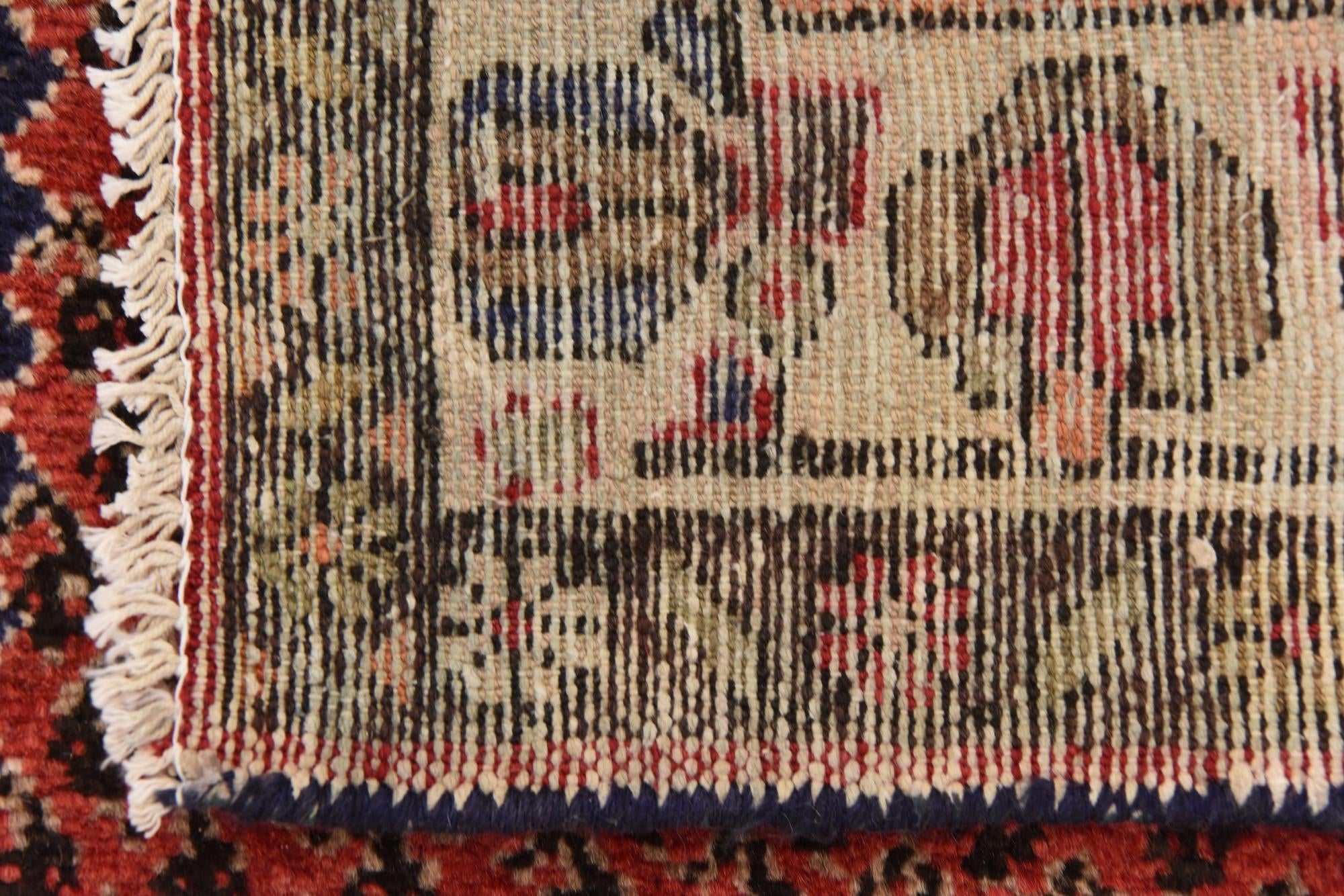 3' 8 x 9' 9 Hand Knotted Hamedan Persian Wool Runner Rug