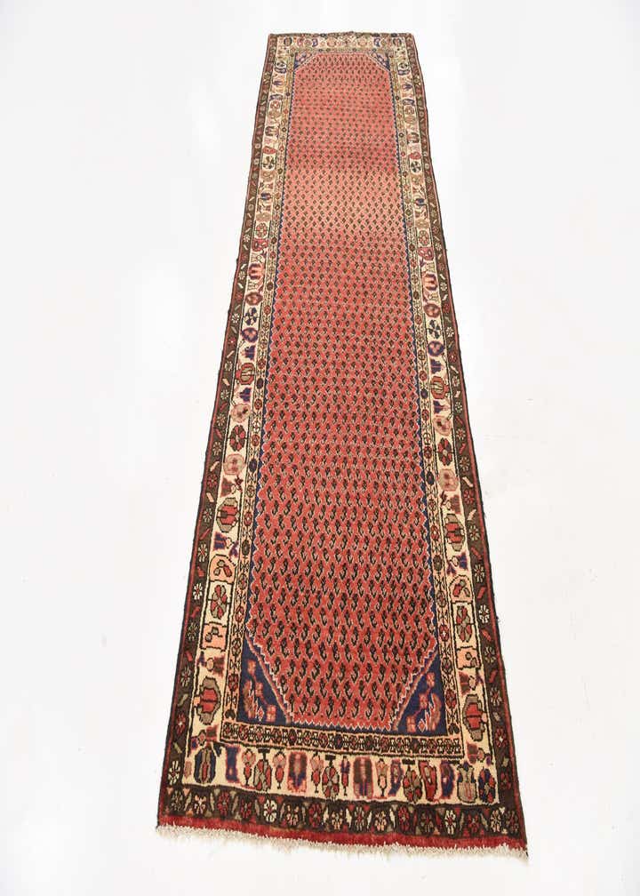 3' 8 x 9' 9 Hand Knotted Hamedan Persian Wool Runner Rug
