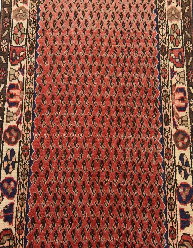 Detail image of 3' 8 x 9' 9 Hand Knotted Hamedan Persian Wool Runner Rug