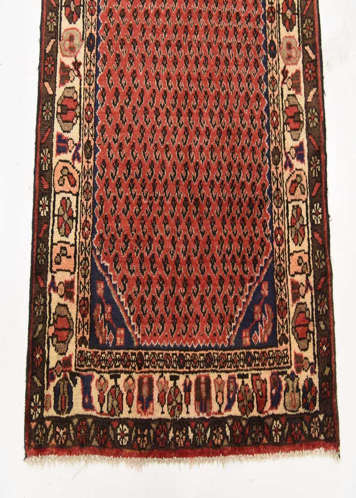 3' 8 x 9' 9 Hand Knotted Hamedan Persian Wool Runner Rug