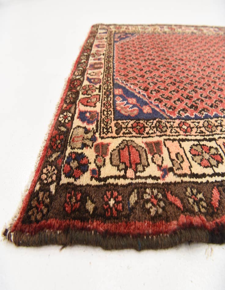 Detail image of 3' 8 x 9' 9 Hand Knotted Hamedan Persian Wool Runner Rug