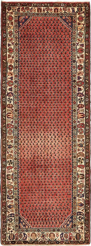 3' 8 x 9' 9 Hand Knotted Hamedan Persian Wool Runner Rug