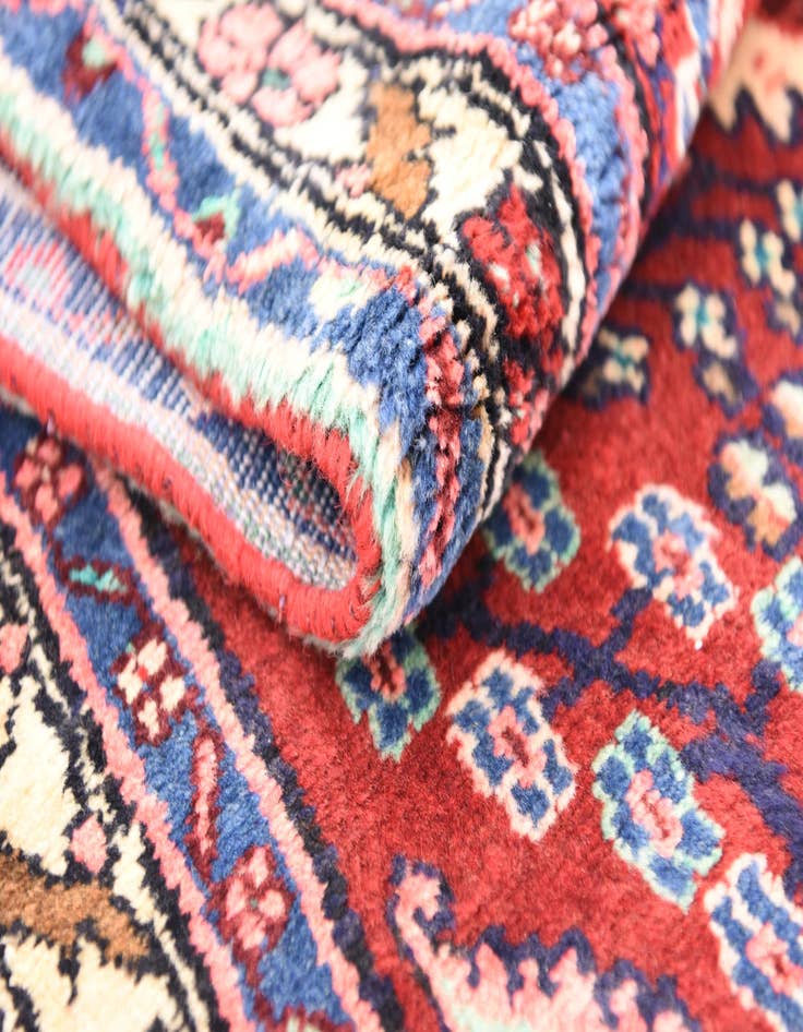 Detail image of 3' 4 x 10'  Hand Knotted Hamedan Persian Wool Runner Rug