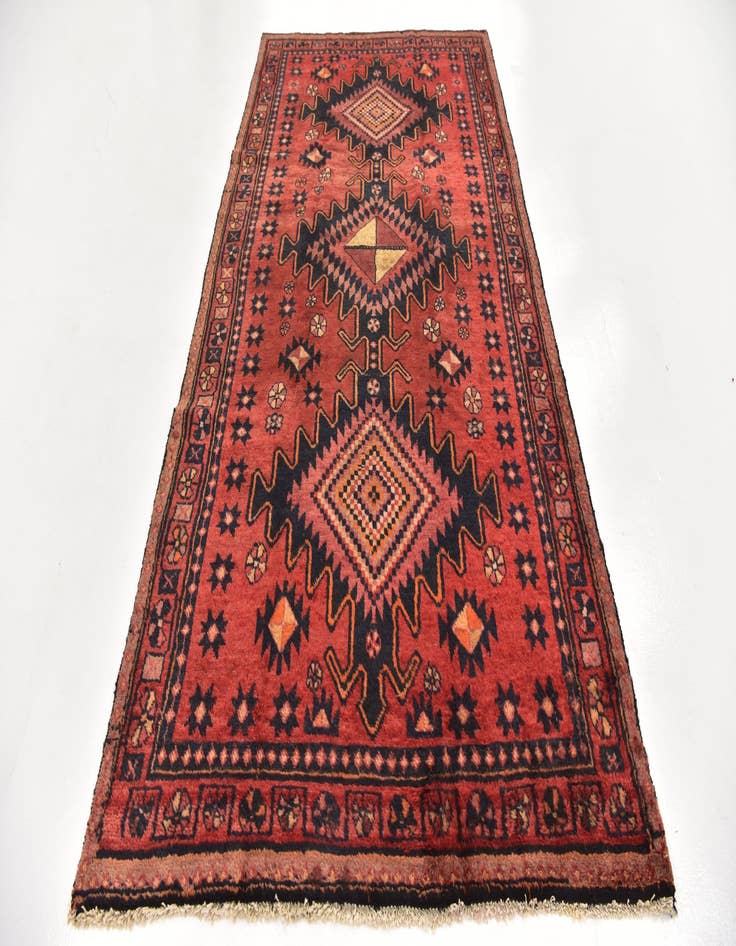 Detail image of 4' 10 x 9' 9 Hand Knotted Hamedan Persian Wool Runner Rug