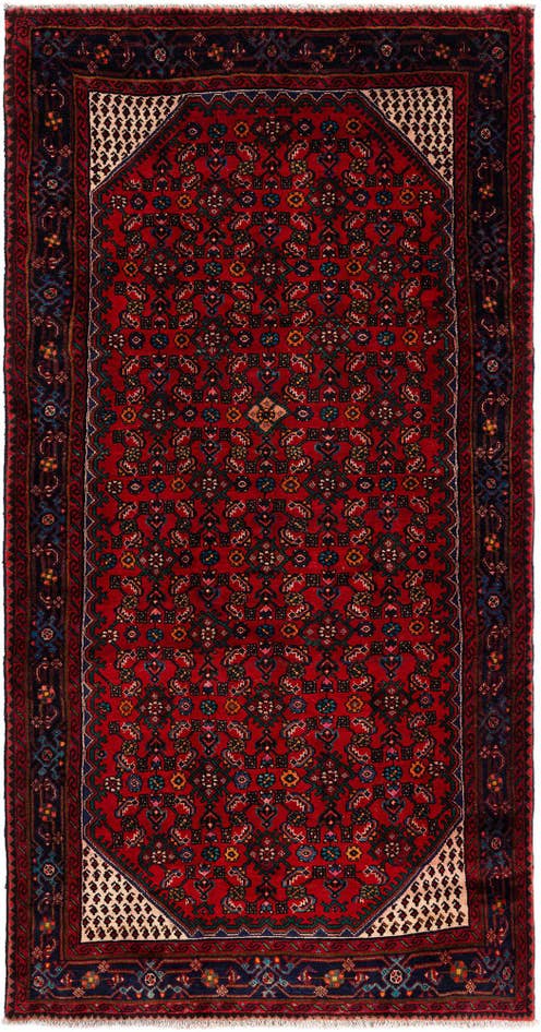 Detailansicht von 160cm x 295cm Hamedan Wolle Läufer Teppich