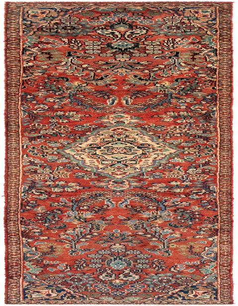 Detail image of 2' 4 x 10' Hamedan Wool Runner Rug