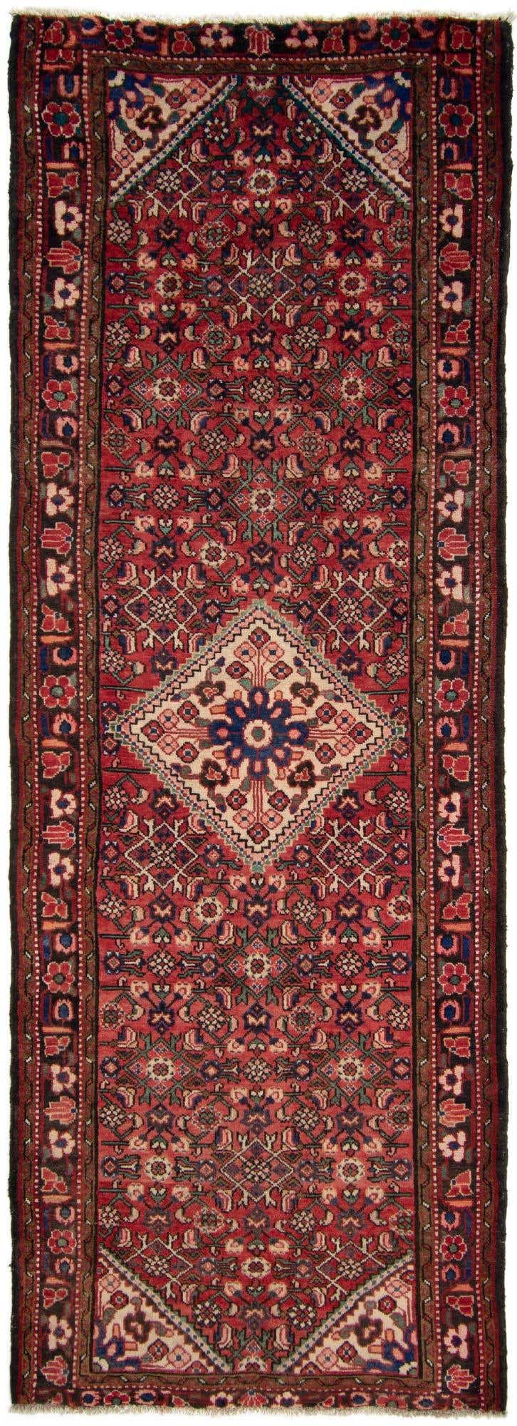 3' 6 x 9' 8 Hand Knotted Hamedan Persian Runner Rug