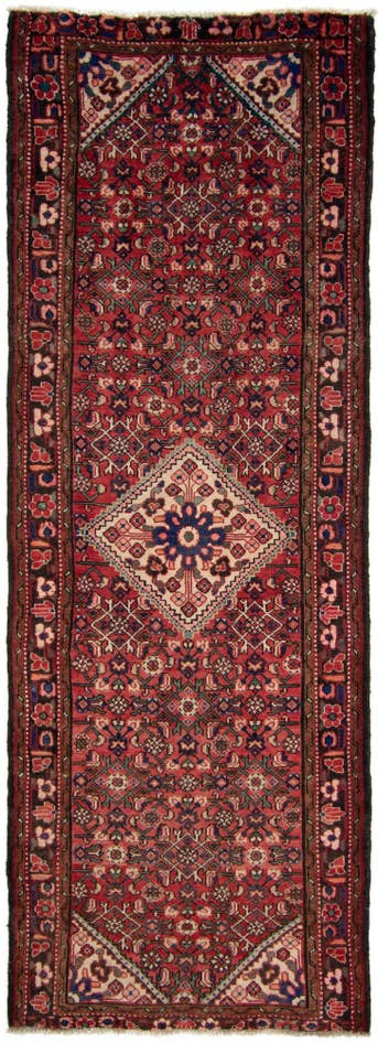 Detail image of 3' 6 x 9' 8 Hand Knotted Hamedan Persian Runner Rug