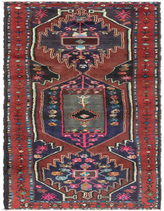 Detail image of 2' 8 x 9' 6 Hamedan Runner Rug