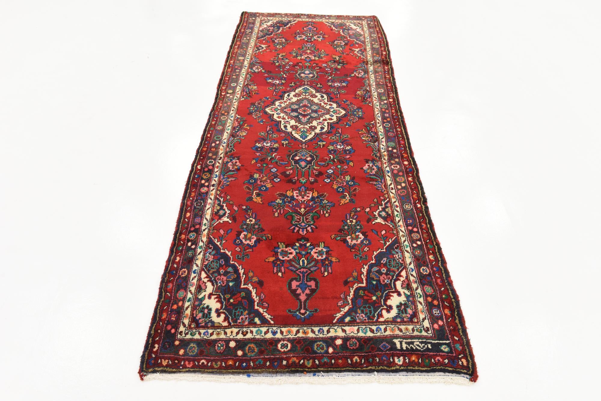 3' 8 x 10' Hand Knotted Hamedan Persian Wool Runner Rug