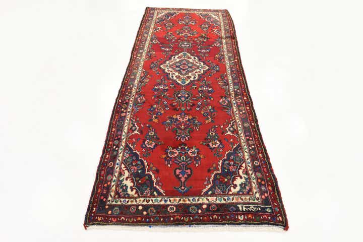 3' 8 x 10' Hand Knotted Hamedan Persian Wool Runner Rug