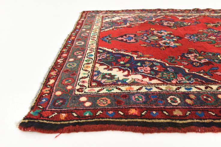 Detail image of 3' 8 x 10' Hand Knotted Hamedan Persian Wool Runner Rug