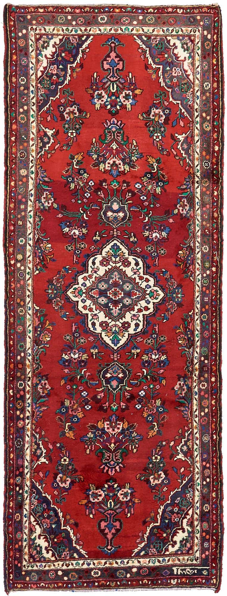3' 8 x 10' Hand Knotted Hamedan Persian Wool Runner Rug