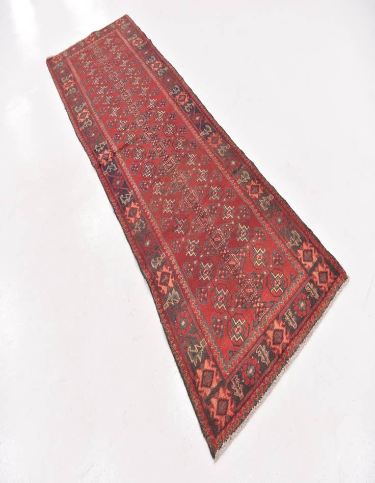 Detail image of 3' 6 x 10' 5  Hand Knotted Hamedan Persian Wool Runner Rug