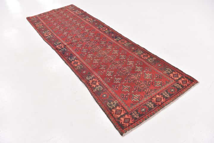 3' 6 x 10' 5 Hand Knotted Hamedan Persian Wool Runner Rug