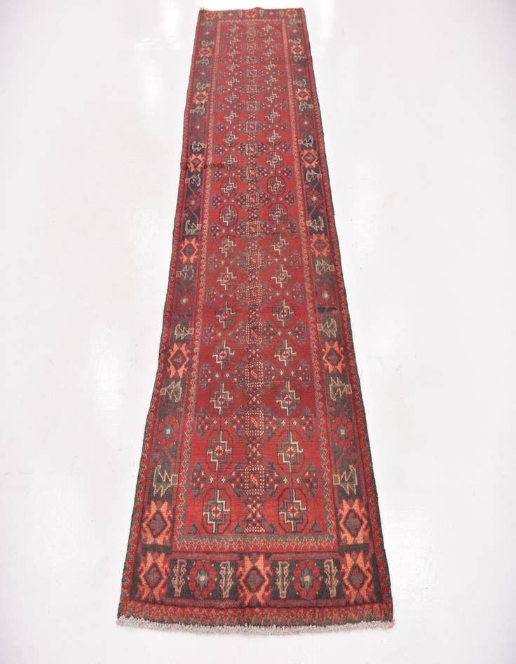 Detail image of 3' 6 x 10' 5  Hand Knotted Hamedan Persian Wool Runner Rug