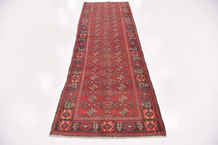 3' 6 x 10' 5 Hand Knotted Hamedan Persian Wool Runner Rug