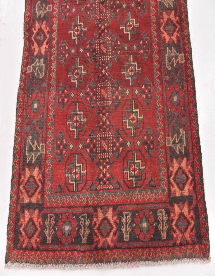 Detail image of 3' 6 x 10' 5  Hand Knotted Hamedan Persian Wool Runner Rug